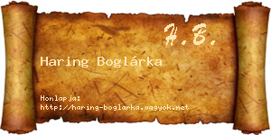 Haring Boglárka névjegykártya